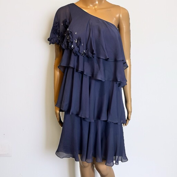 Rebecca Taylor Silk Ruffle Layered Tired One Should Crystal Roses Dress - Picture 1 of 15